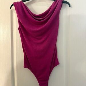 Heartloom Fuchsia Drape Neck Bodysuit